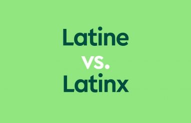 dark green text "latine vs latinx" on light green background