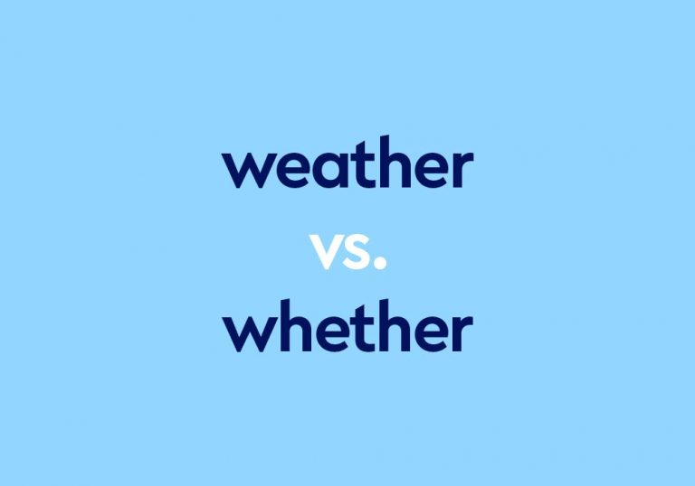 dark blue text "weather vs whether" on light blue background