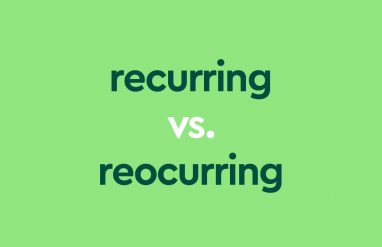 dark green text "recurring vs reocurring" on light green background