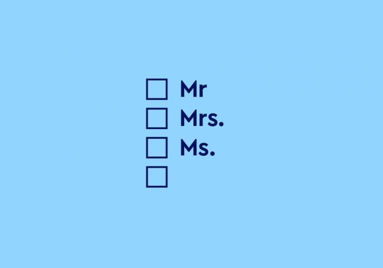 Check boxes for Mr., Mrs., Ms. and one left blank
