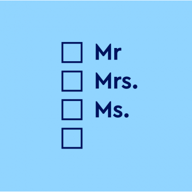 Check boxes for Mr., Mrs., Ms. and one left blank