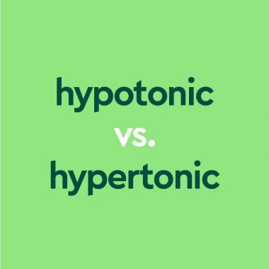 dark green text "hypotonic vs hypertonic" on light green background