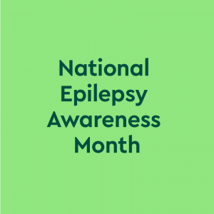 dark green text "National Epilepsy Awareness Month" on light green background