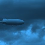 zeppelin, blimp clouds blue filter