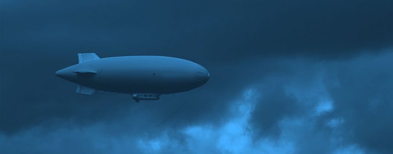 zeppelin, blimp clouds blue filter