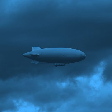 zeppelin, blimp clouds blue filter