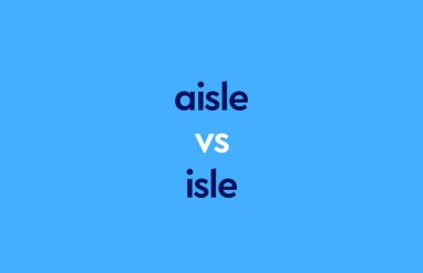 dark blue text "aisle vs isle" on blue background