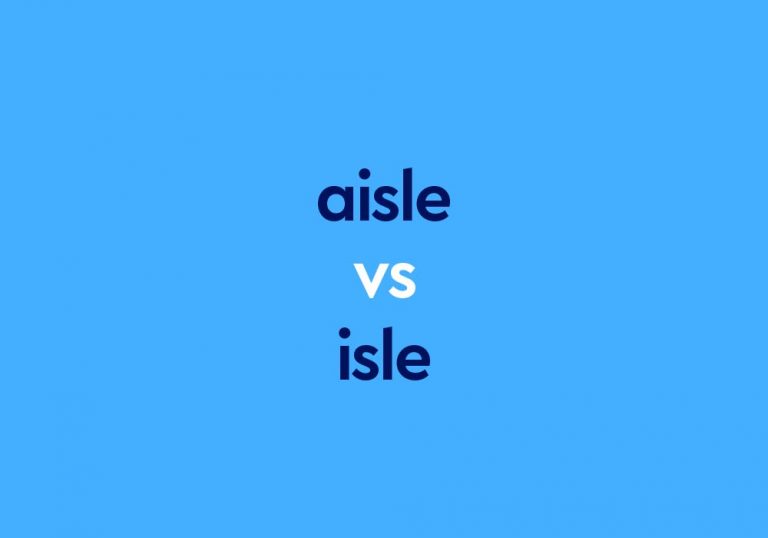 dark blue text "aisle vs isle" on blue background