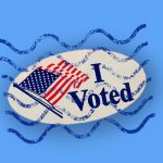 i voted sticker, blue