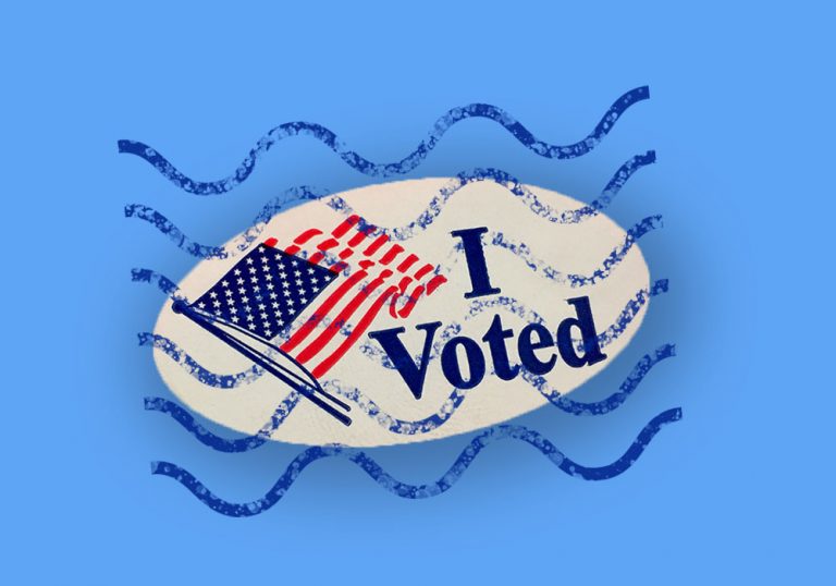 i voted sticker, blue
