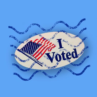 i voted sticker, blue