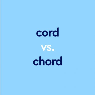 dark blue text "cord vs chord" on blue background