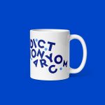 Dictionary.com mug on blue background