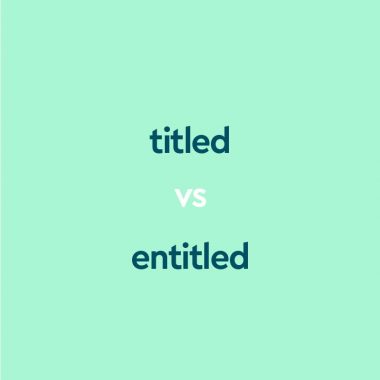 dark aqua text "titled vs entitled" on aqua background