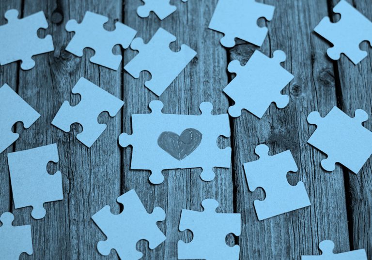 heart puzzle, blue filter