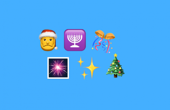 holiday emoji, blue background