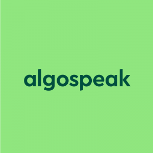 dark green text "algospeak" on green background