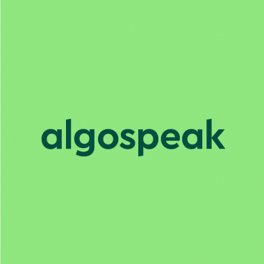 dark green text "algospeak" on green background