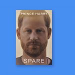 Prince Harry "Spare" cover; blue background