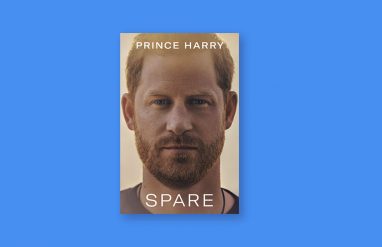 Prince Harry "Spare" cover; blue background