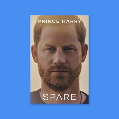 Prince Harry "Spare" cover; blue background