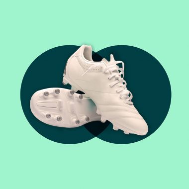 cleats, aqua background