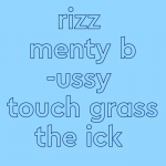 trending words, blue text and blue background