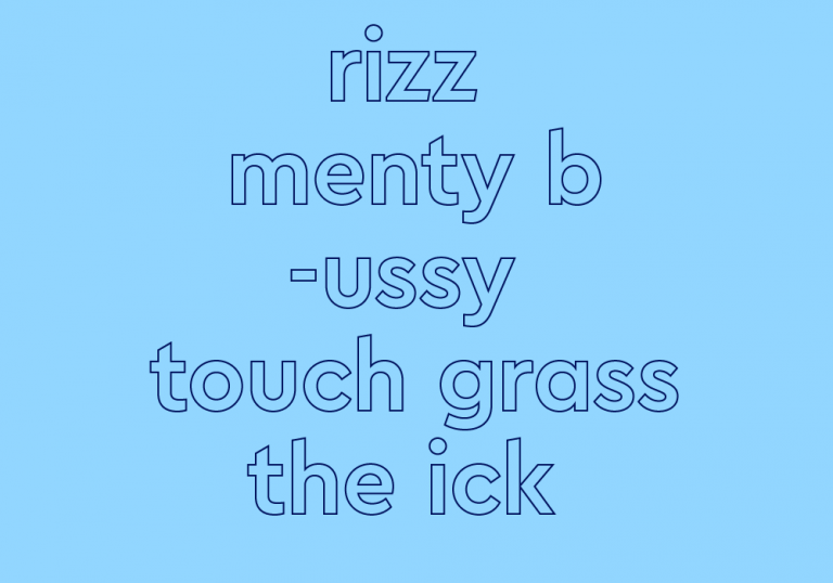 trending words, blue text and blue background