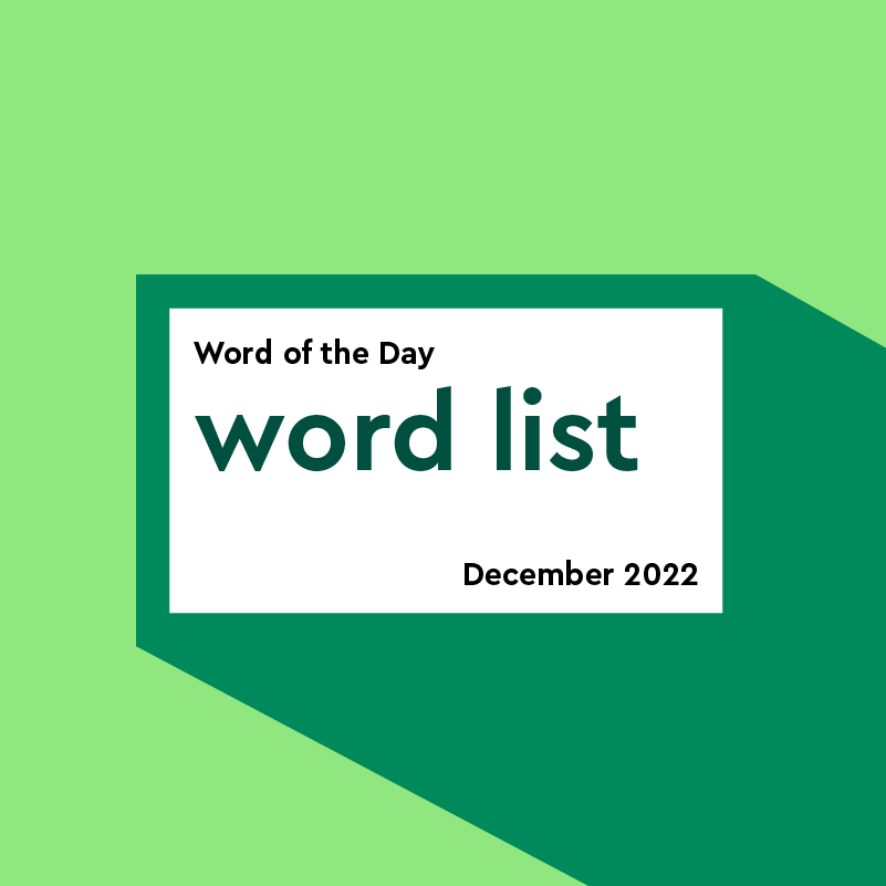 Word Of The Day Word List: December 2022