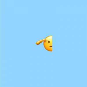 salute emoji; light blue background