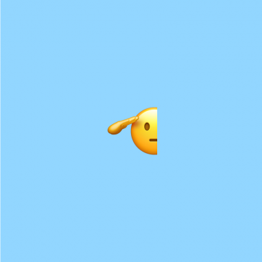 salute emoji; light blue background
