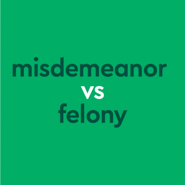 dark green text "misdemeanor vs felony" on green background