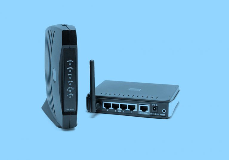 modem and router; blue filter