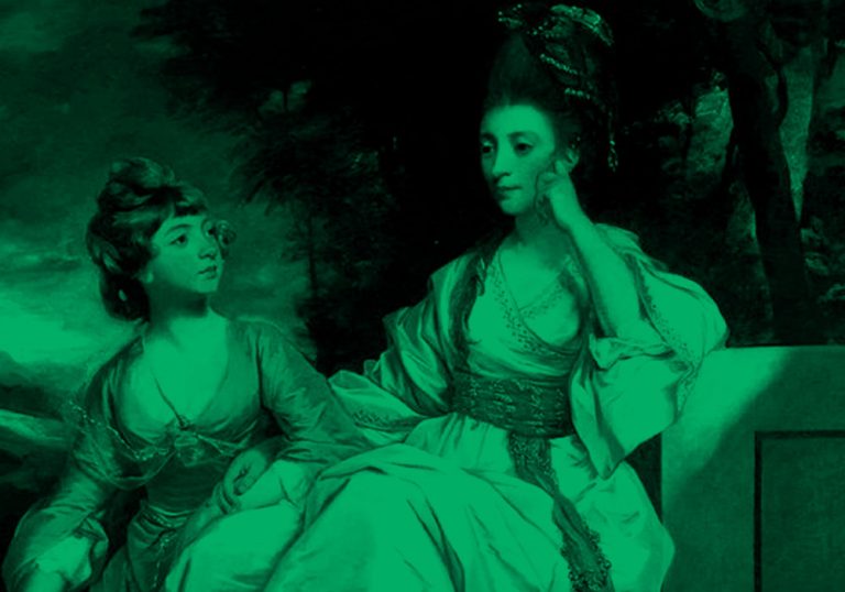 Portrait of Hester Thrale and her daughter Hester; green filter