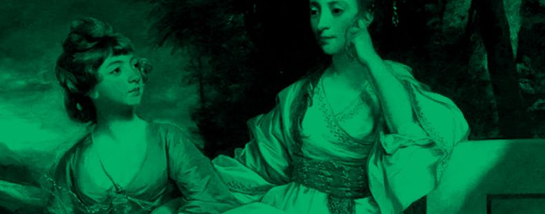 Portrait of Hester Thrale and her daughter Hester; green filter