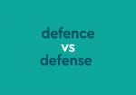 dark aqua text "defence vs defense" on dark aqua background