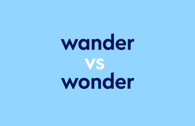 dark blue text "wander vs wonder" blue background