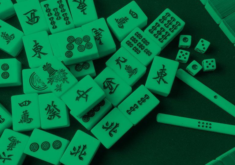 mahjong tiles; green filter