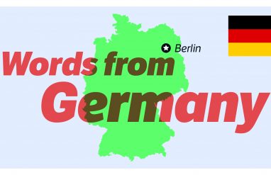 map germany, red text "words from Germany"