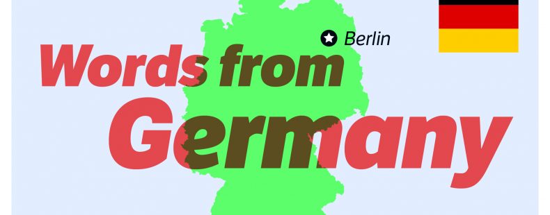 map germany, red text "words from Germany"