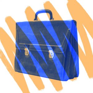 suitcase; orange white background