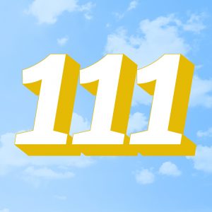 gold/white text 111 on clouds background