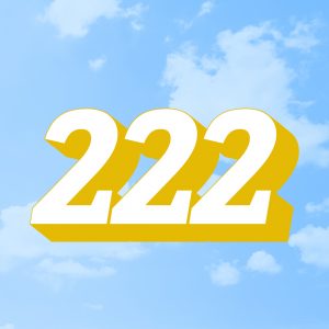 gold/white text 222 on clouds background