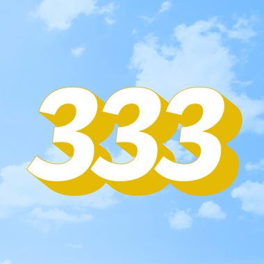gold/white text 333 on clouds background