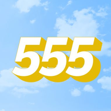 gold/white text 555 on clouds background