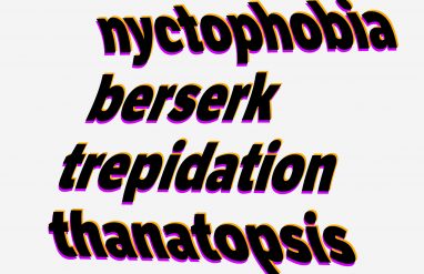 spooky words; black text