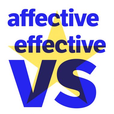 blue text affective vs effective with a yellow star background