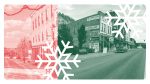 small town decorated for winter holidays