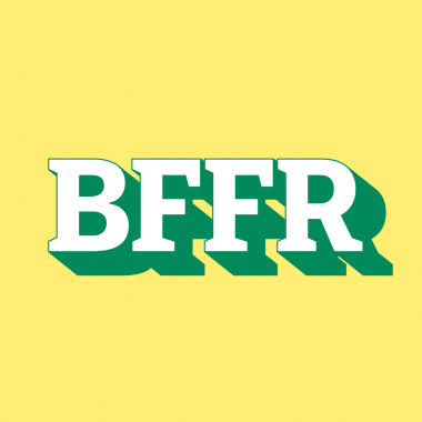 green. white text BFFR yellow background