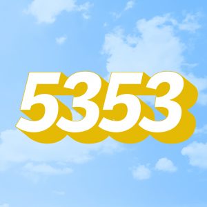 angel number 5353 gold text cloud background